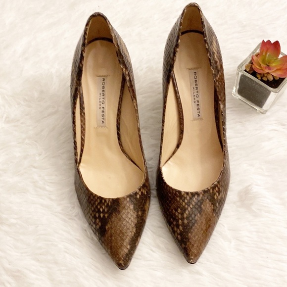 ROBERTO FESTA | Snakeskin leather pointed toe heel Milano women’s 6 - Picture 3 of 9